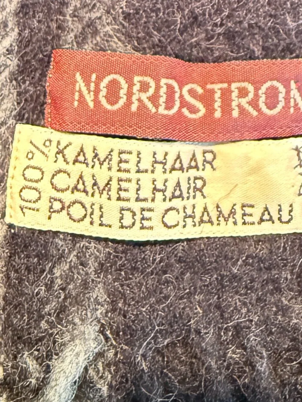 Nordstrom Camel Hair Plaid Scarf Heritage Neutral Fringe VTG Quiet Luxury